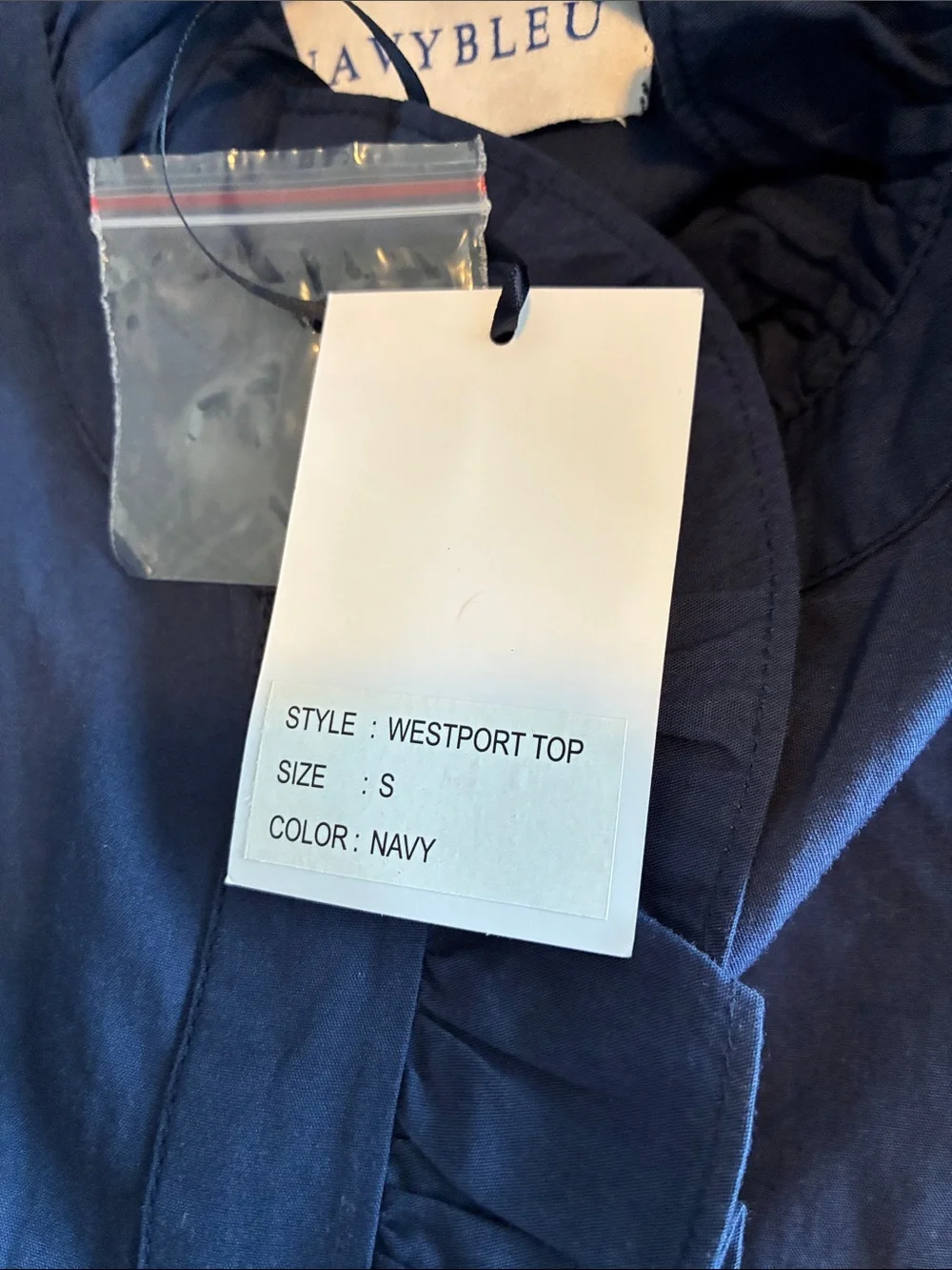 NWT Navy Bleu Westport Top Navy Sz S Puff Sleeve - Picture 7 of 8